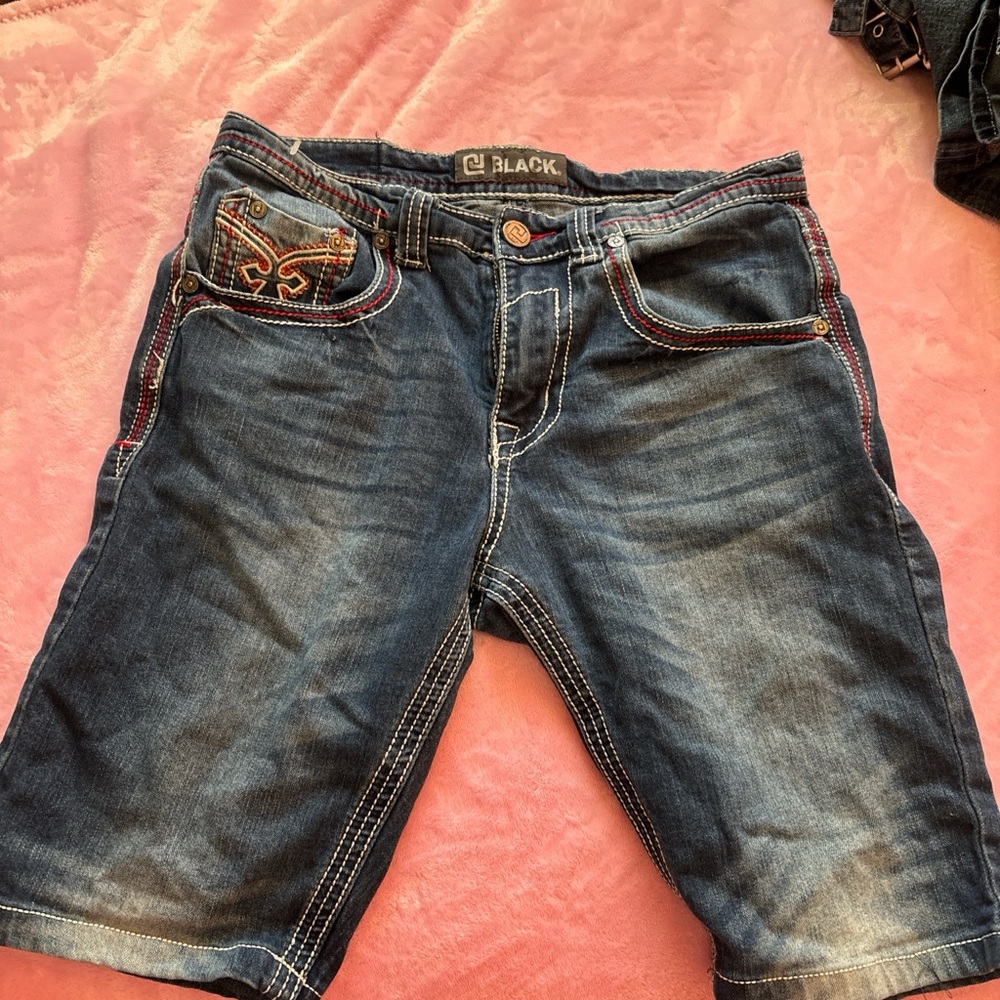 Y2k Blue Denim Men Shorts - Picture 2 of 2